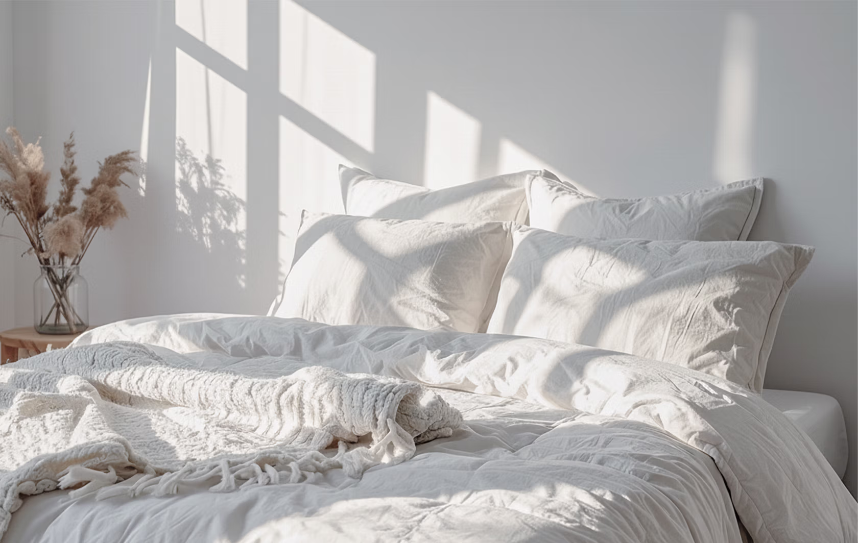 Espacio de descanso cuidado con almohadas y edredón.
