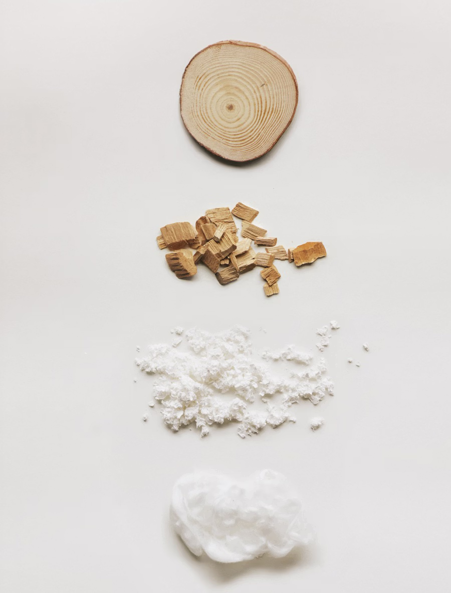 Imagen descriptiva del proceso de creación de la fibra natural Tencel.